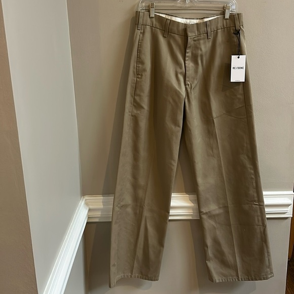 RE/DONE Khaki Super Wide Trouser NWT Size 26 - Picture 1 of 12